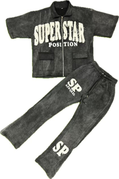 Black Acid Wash “OVERSIZED”SweatSuit