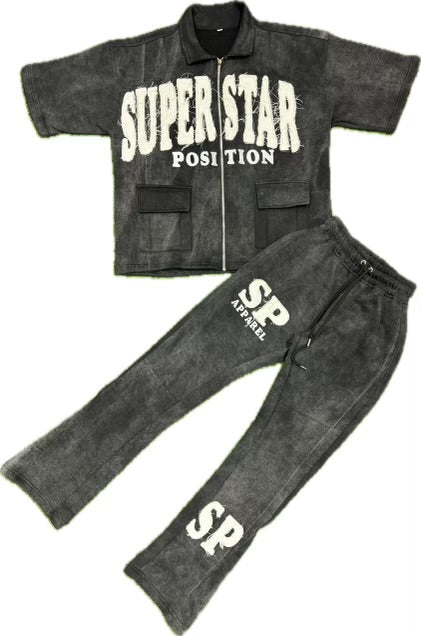 Black Acid Wash “OVERSIZED”SweatSuit